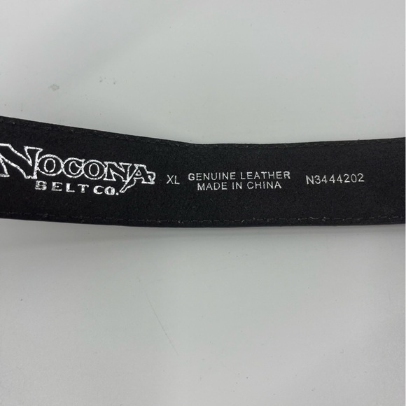 Nocona Luxury Leather Belt with silver Cross buckle/ brushed gold. - Picture 8 of 11